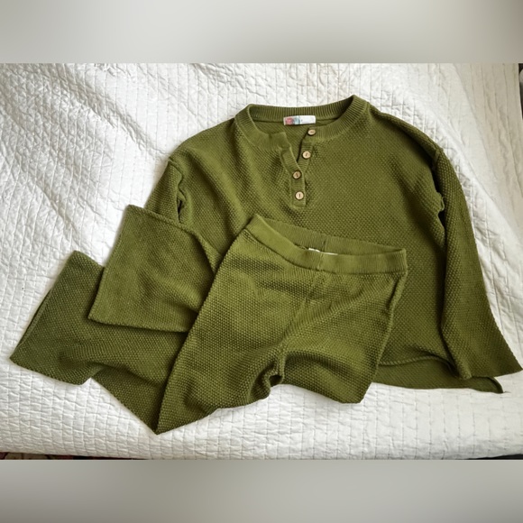 free people beach hailee sweater set | green | size small - Picture 2 of 4